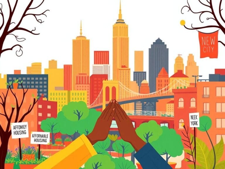 Flick International A vibrant urban scene of New York City showcasing an iconic cityscape with skyscrapers and community elements.