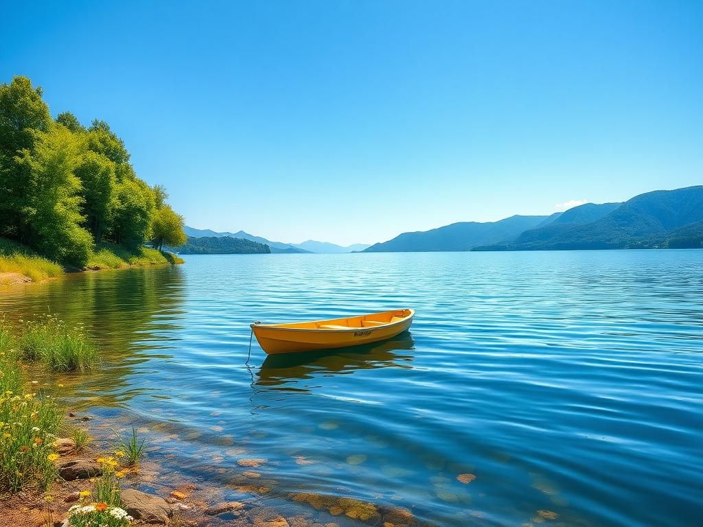 Flick International Colorful boat floating on calm waters without a life jacket