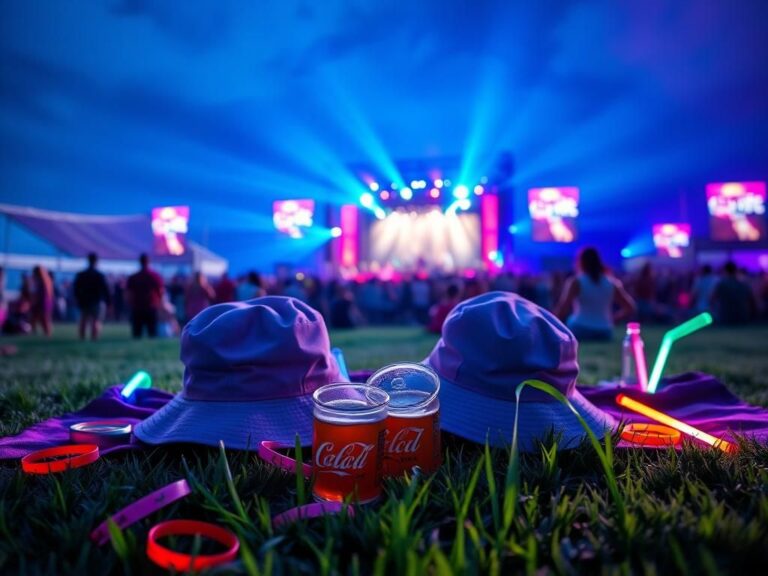 Flick International A vibrant outdoor concert scene showcasing a lively atmosphere with colorful lights and silhouettes of people enjoying music