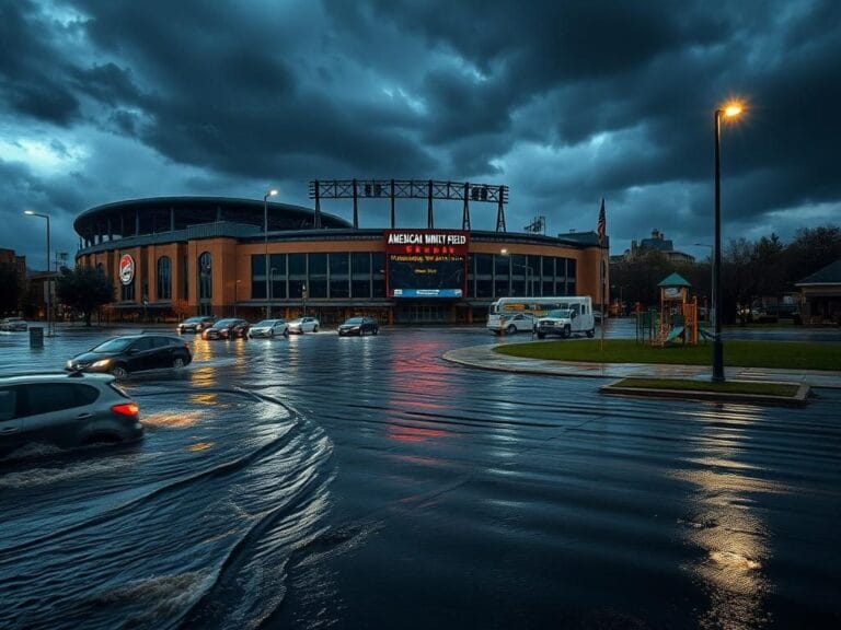 Flick International Flooded streets outside American Family Field during severe storm in Milwaukee