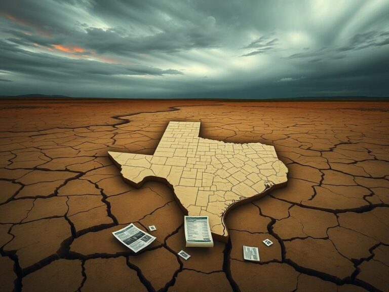 Flick International A cracked Texas landscape symbolizing gerrymandering and political division