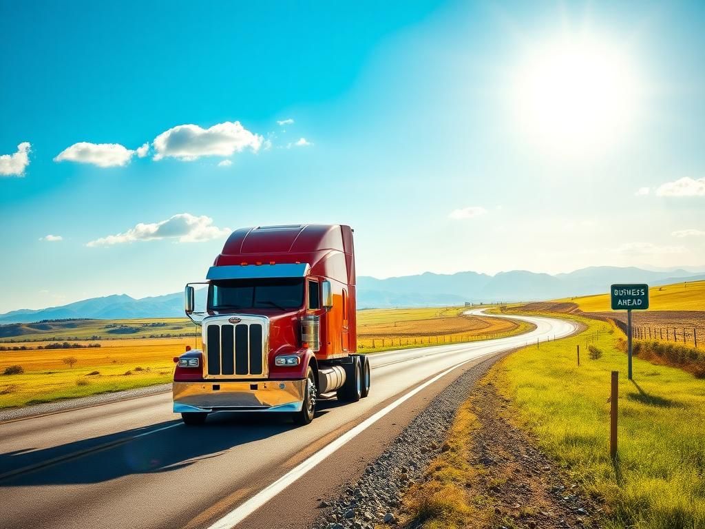 Flick International A powerful, gleaming truck parked on a sunlit rural highway symbolizing the journey of independent truckers.