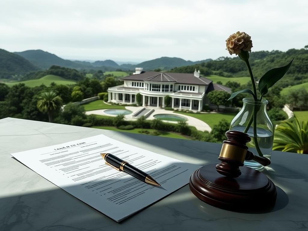 Flick International A contemporary luxury mansion in Montecito surrounded by greenery, symbolizing a legal battle.