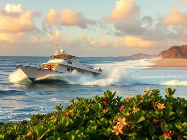 Flick International 75-foot passenger boat The Discovery runs aground on a sandy shore in Hawaii