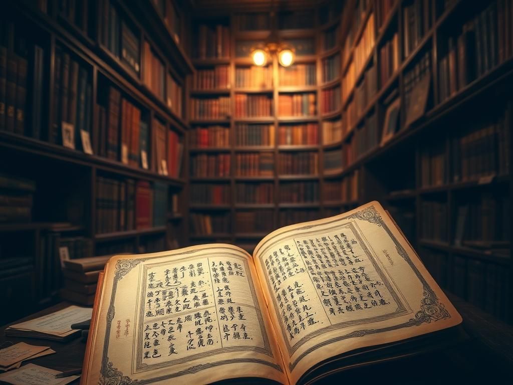 Flick International Close-up of an ancient Chinese manuscript with intricate calligraphy.