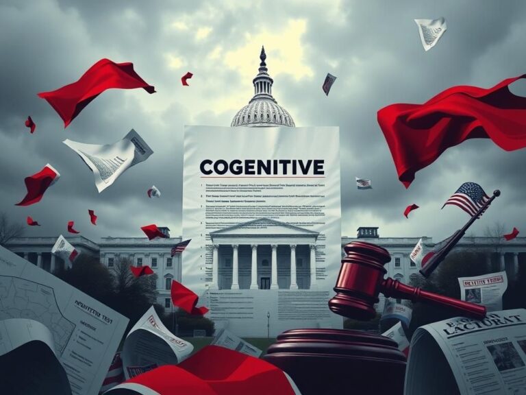 Flick International Exaggerated cognitive test document with U.S. Capitol in the background