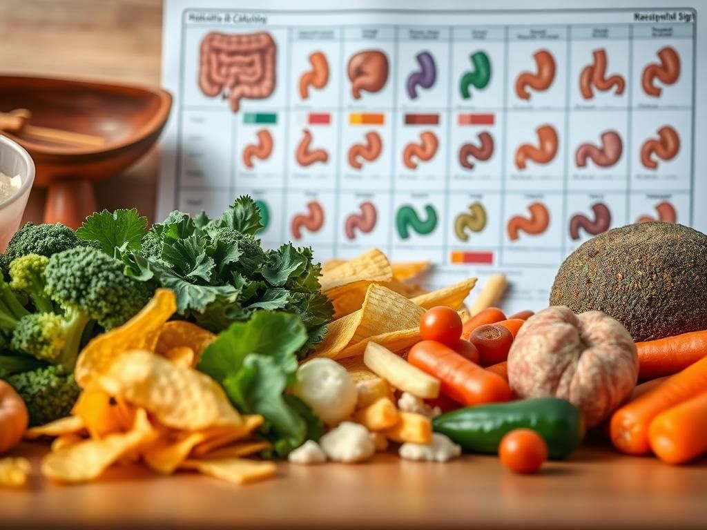 Flick International Close-up of healthy and unhealthy foods representing dietary impact on colorectal health