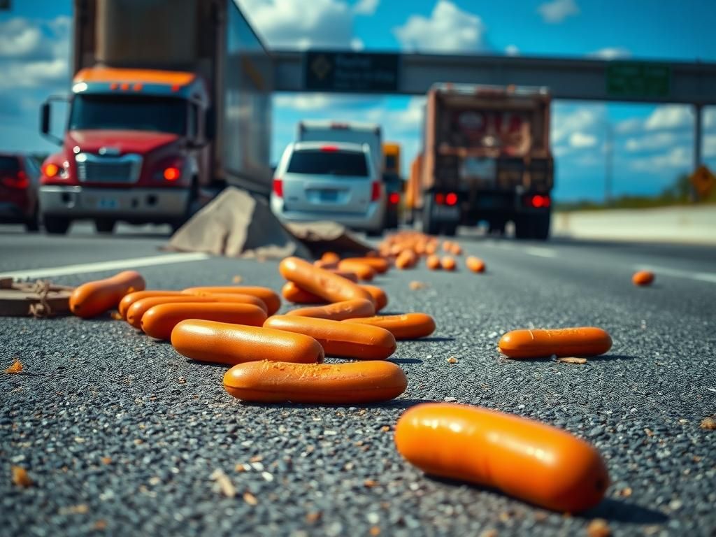 Flick International Hot dogs spilled across a Pennsylvania interstate after a trailer truck crash