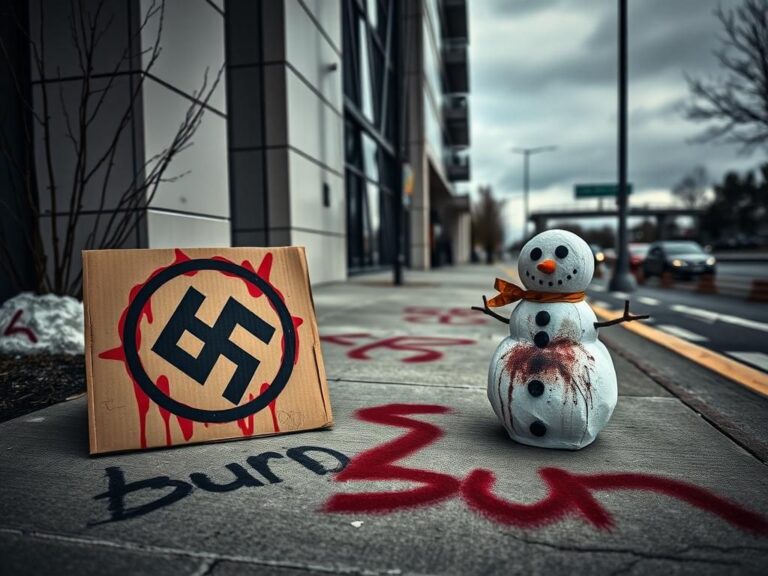 Flick International Close-up of antisemitic graffiti on a sidewalk outside the Israeli-American Council HQ in Los Angeles