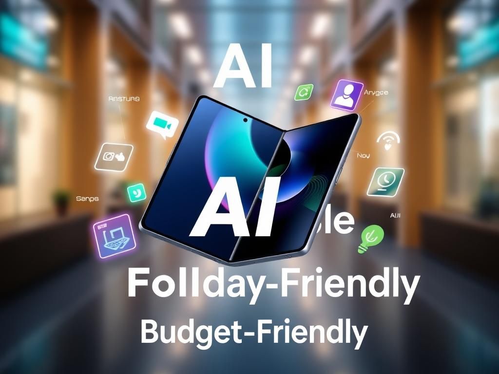 Flick International Samsung Galaxy Z Fold7 smartphone partially unfolded in a tech-savvy urban setting