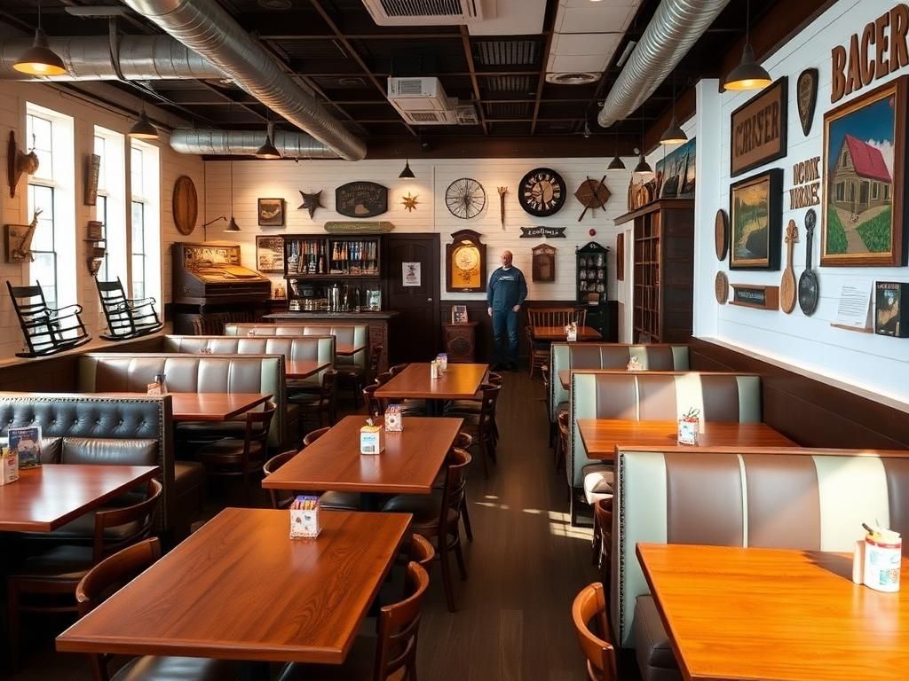Flick International Cozy and modernized interior of a Cracker Barrel restaurant showcasing nostalgia and contemporary design