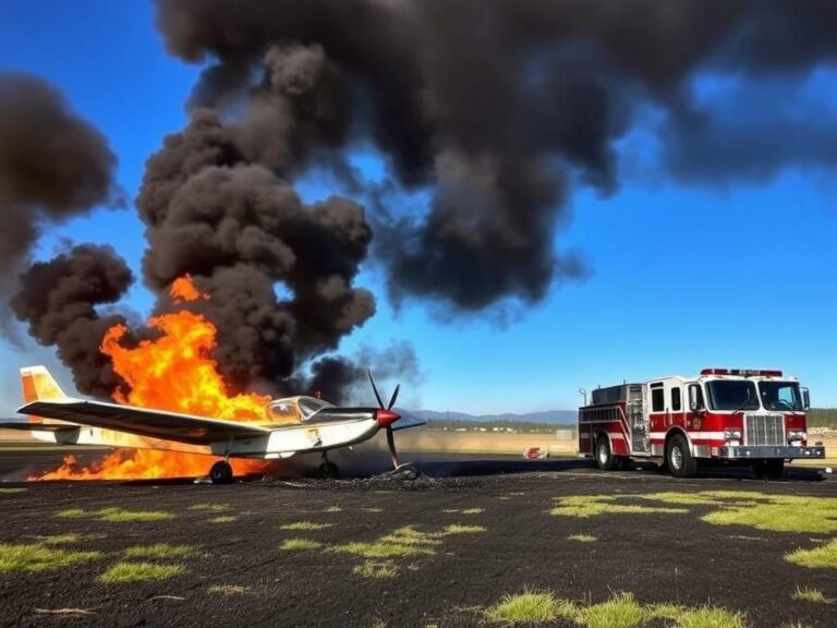 Flick International Aftermath of a fiery plane crash at Kalispell City Airport with two small aircraft in flames