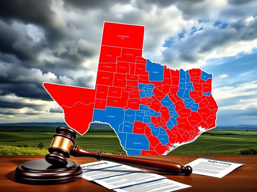 Flick International A fragmented congressional map of Texas with distinct political districts in contrasting colors
