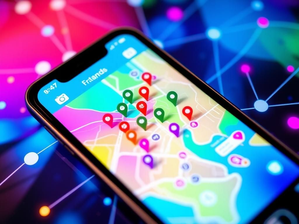 Flick International A vibrant smartphone displaying Instagram's Friend Map feature with highlighted friend locations.