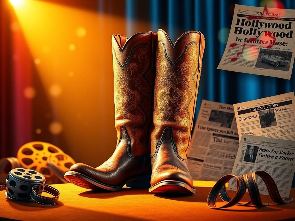 Flick International A vibrant spotlight focusing on oversized cowboy boots representing Jelly Roll's weight loss journey