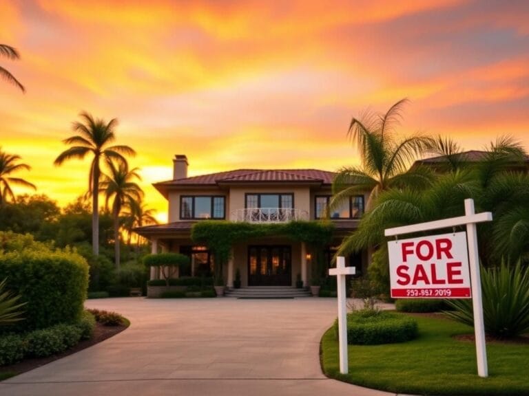 Flick International A luxurious Los Angeles home with lush greenery and a vibrant sunset