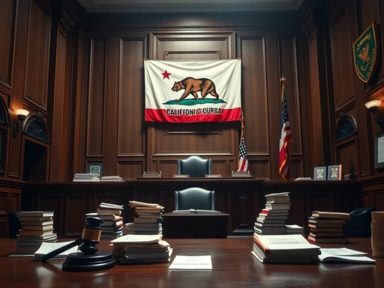 Flick International Ornate courtroom scene highlighting a tense legal battle over state sovereignty