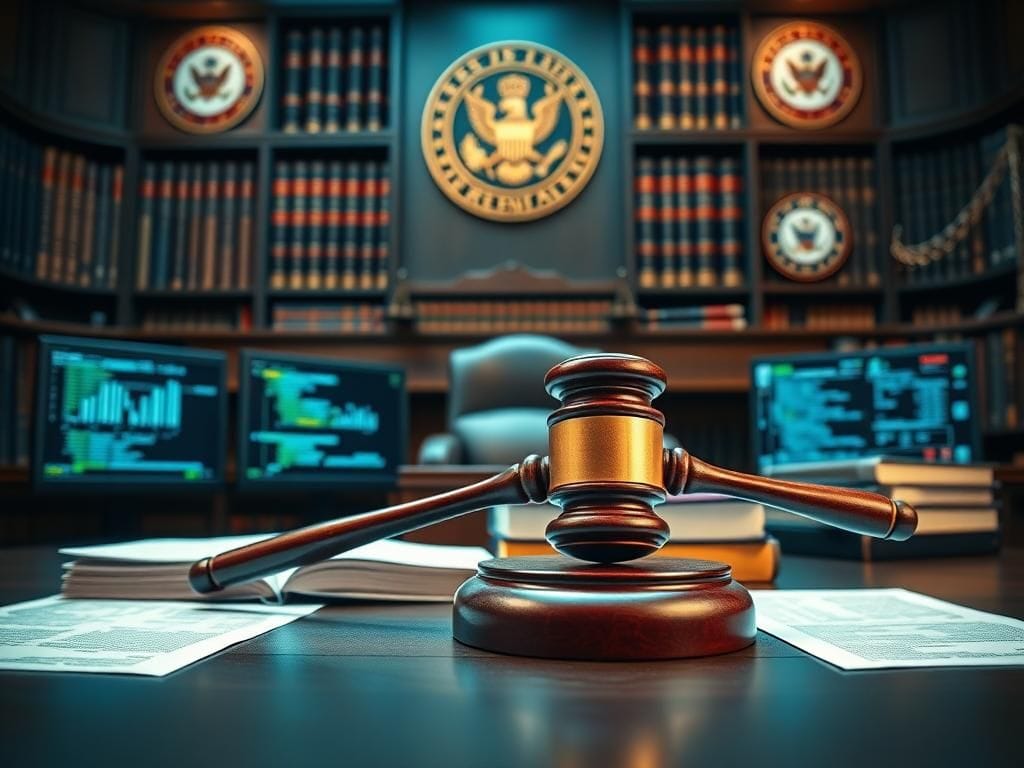 Flick International A gavel and legal books symbolizing the judicial process in a courtroom