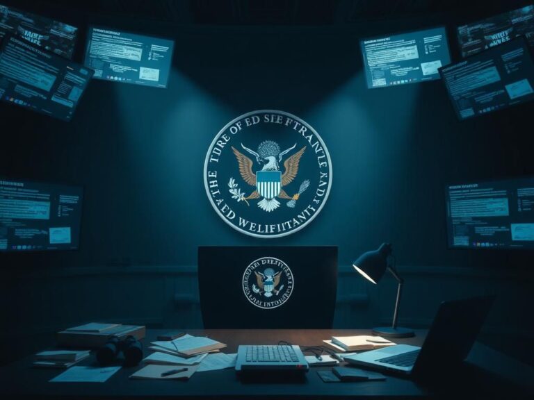Flick International Dimly lit government setting showcasing the White House seal on a podium
