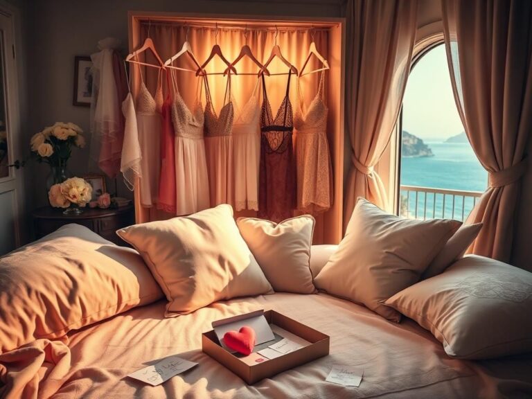 Flick International Cozy dressing room filled with elegant lingerie and a heart-shaped tattoo kit