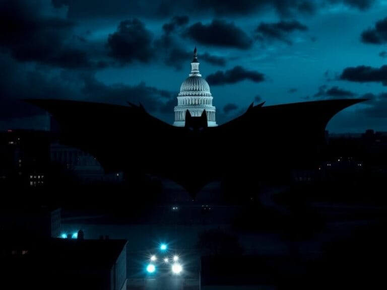Flick International Nighttime cityscape of Washington, D.C. with a bat silhouette symbolizing protection