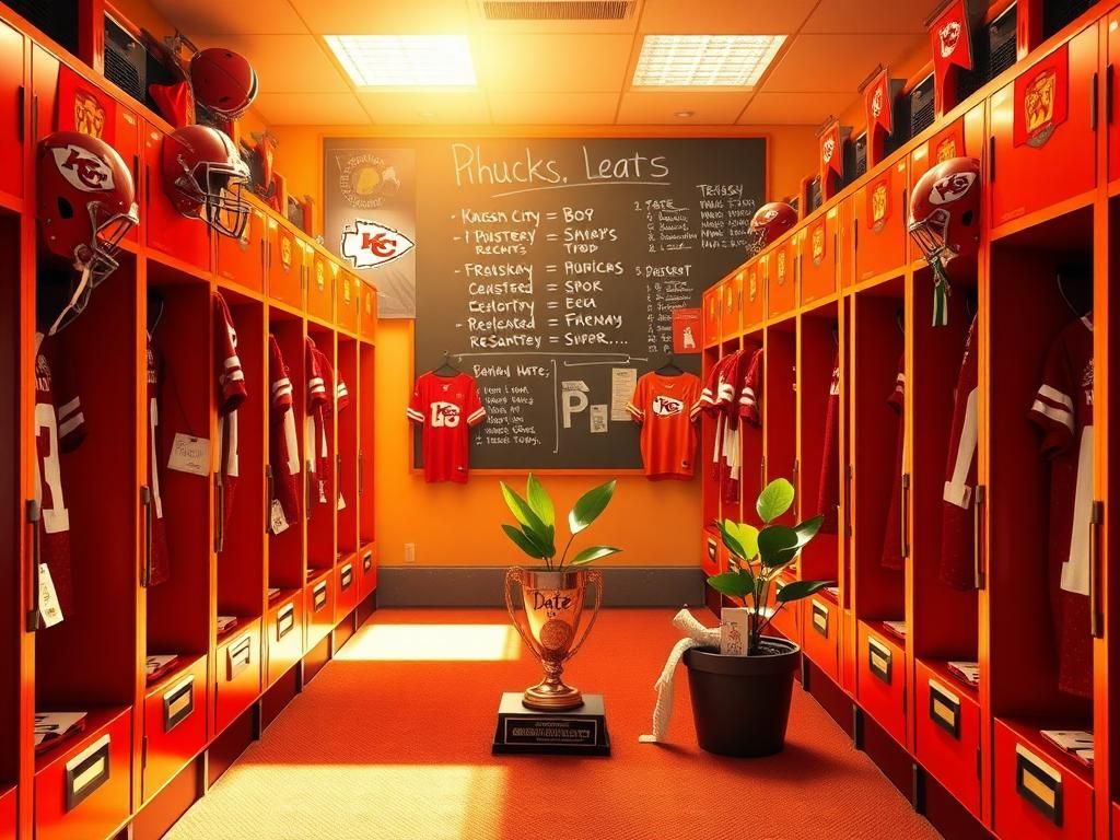 Flick International Vibrant football locker room showcasing Kansas City Chiefs memorabilia and playful elements
