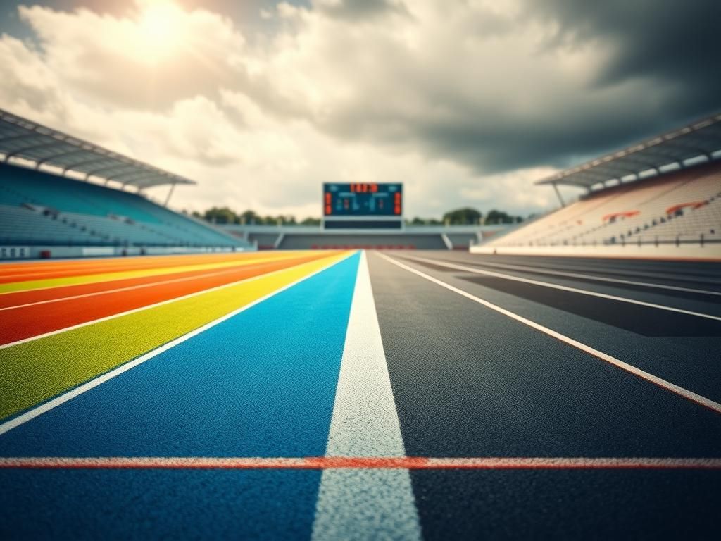 Flick International Dynamic sports scene depicting two contrasting tracks symbolizing competition