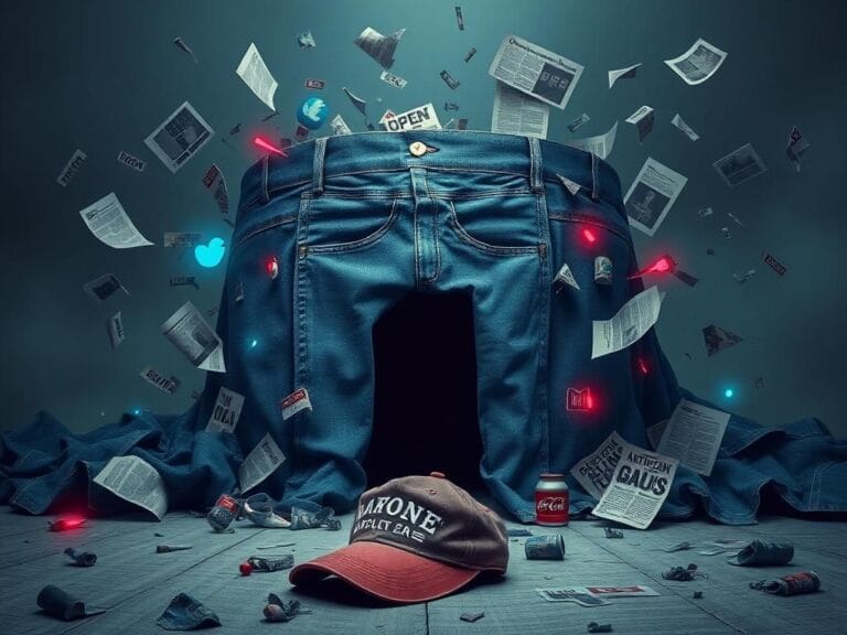 Flick International Abstract depiction of a fortified bunker made of denim, symbolizing controversy surrounding Sydney Sweeney's ad.