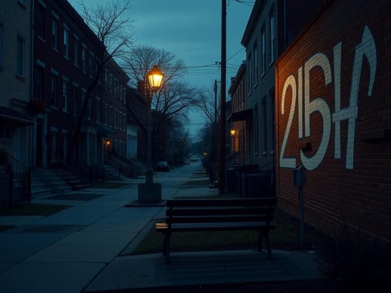 Flick International Neighborhood in Washington, D.C. at dusk with empty streets and row houses