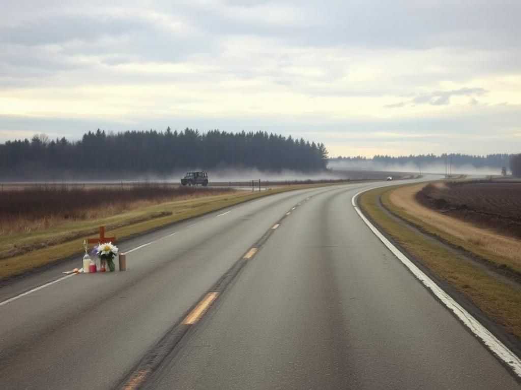Flick International Roadside memorial for a tragic accident on a rural Illinois highway