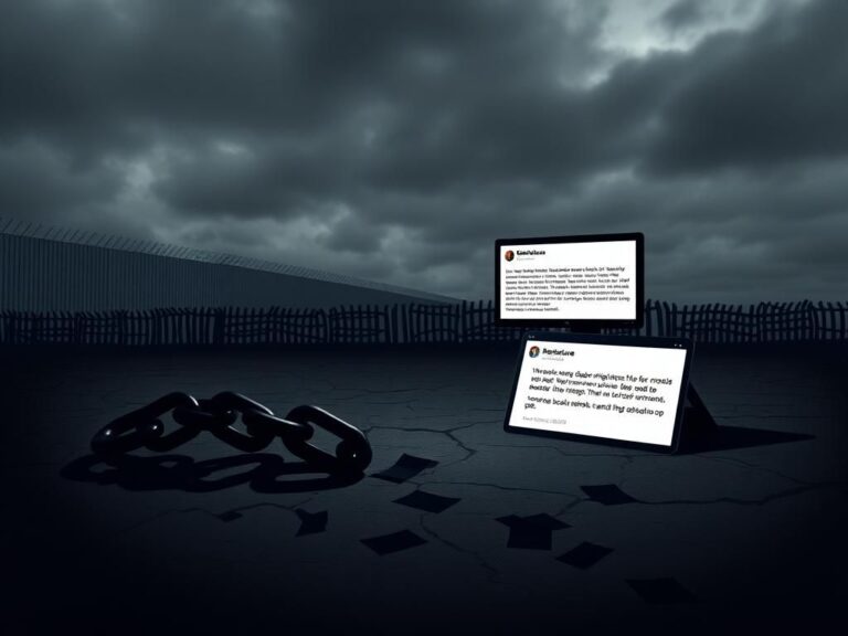 Flick International A dramatic silhouette of a broken chain on cracked earth, symbolizing the plight of Venezuelan migrants.