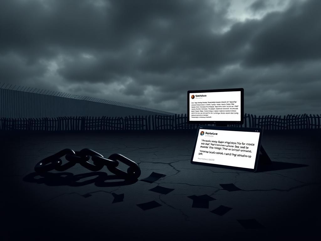 Flick International A dramatic silhouette of a broken chain on cracked earth, symbolizing the plight of Venezuelan migrants.