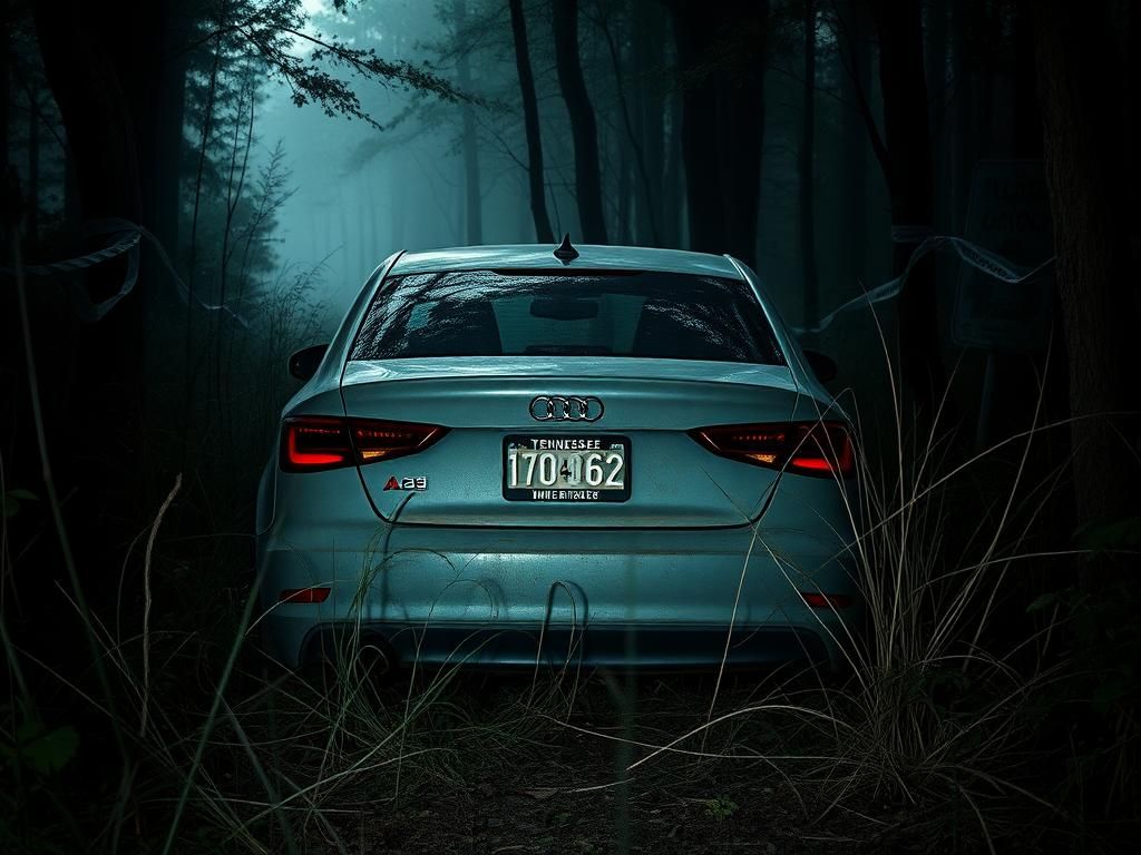 Flick International Abandoned 2016 Audi A3 in wooded area related to Tennessee quadruple murder investigation
