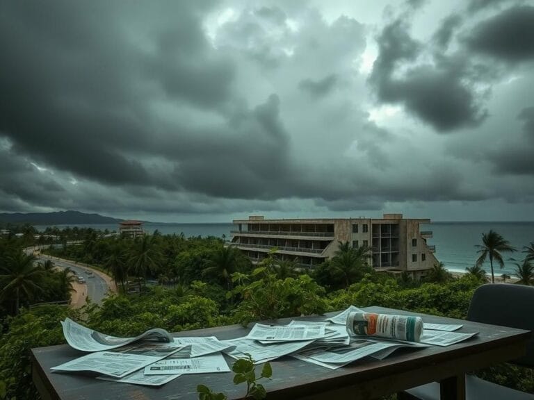 Flick International Abandoned timeshare building in Puerto Vallarta surrounded by overgrown vegetation, symbolizing lost investments and scam tactics.