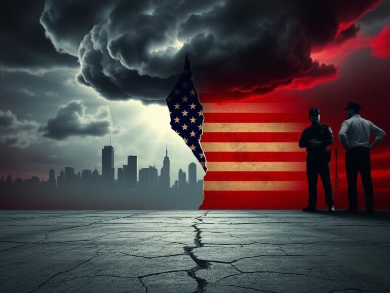 Flick International Dramatic image depicting a large dark cloud over a partially torn American flag.
