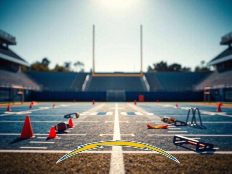 Flick International Najee Harris participating in drills on a sunny day at a Chargers training facility