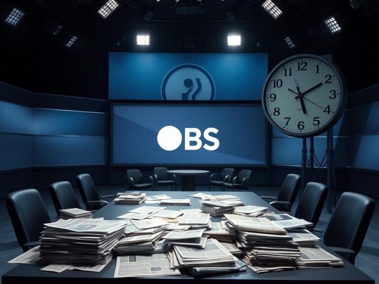 Flick International Empty television studio with PBS logo highlighting allegations of bias