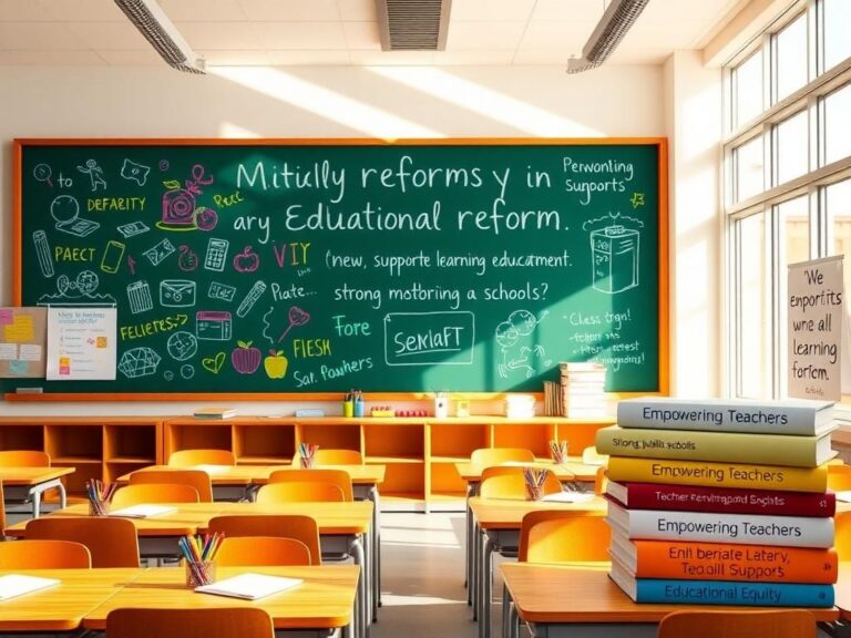 Flick International A vibrant classroom filled with educational symbols highlighting reform efforts