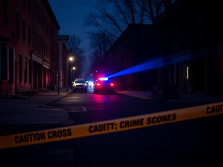Flick International Empty urban street in Northwest D.C. with police presence and caution tape after recent homicide