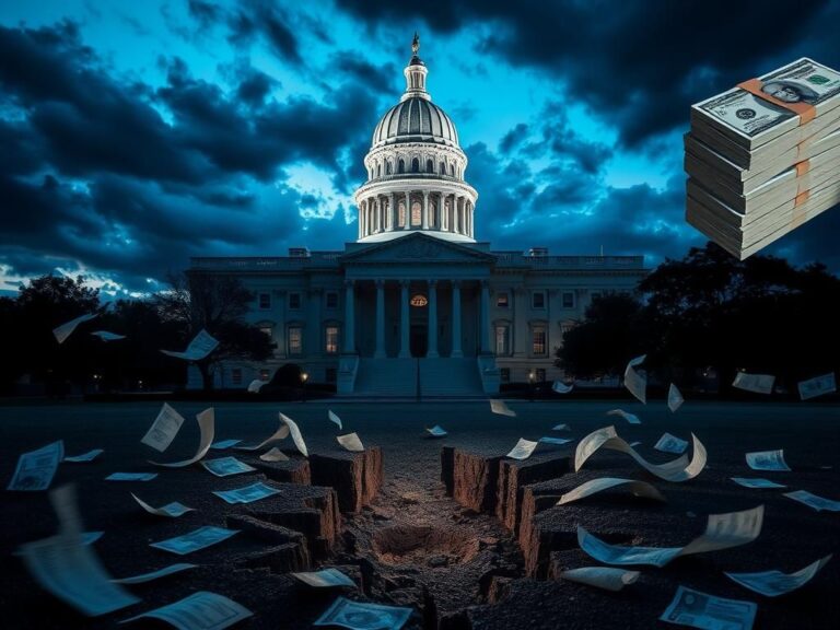 Flick International Dramatic scene of the Texas state Capitol with a broken quorum symbol representing political strife