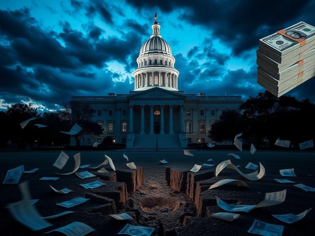 Flick International Dramatic scene of the Texas state Capitol with a broken quorum symbol representing political strife