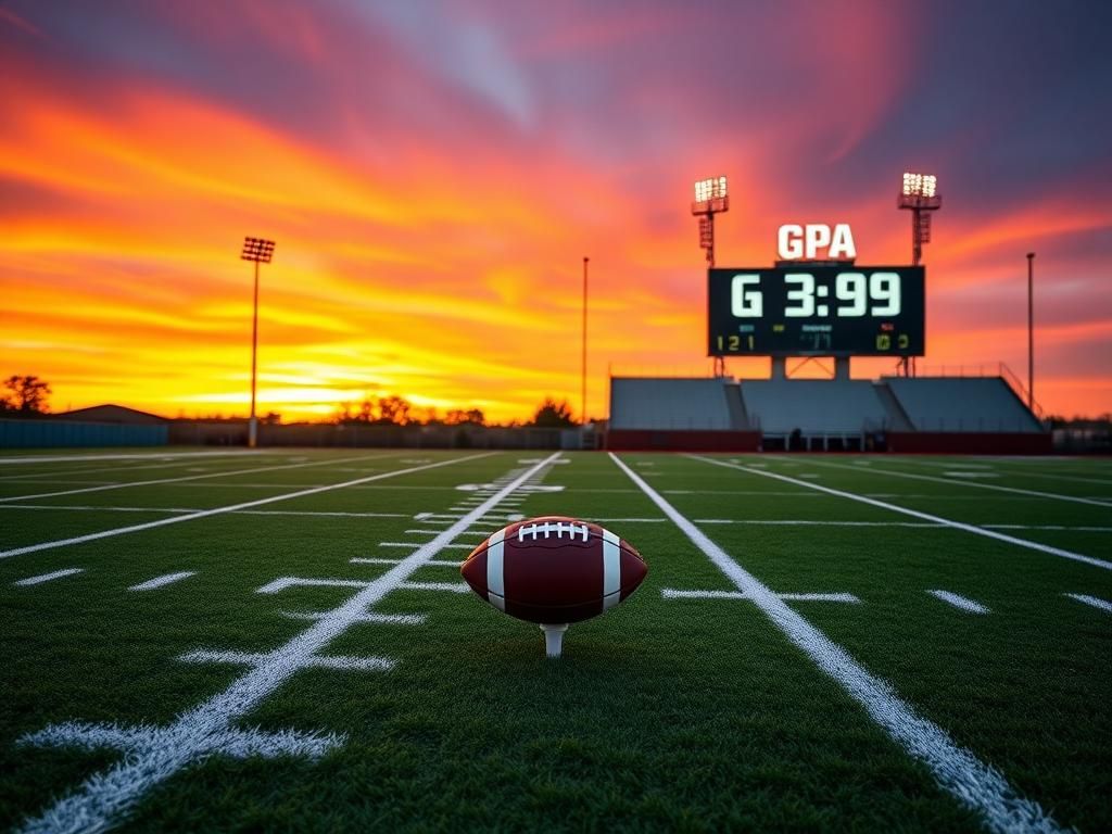 Flick International Dynamic football field at sunset with a lone football on a tee