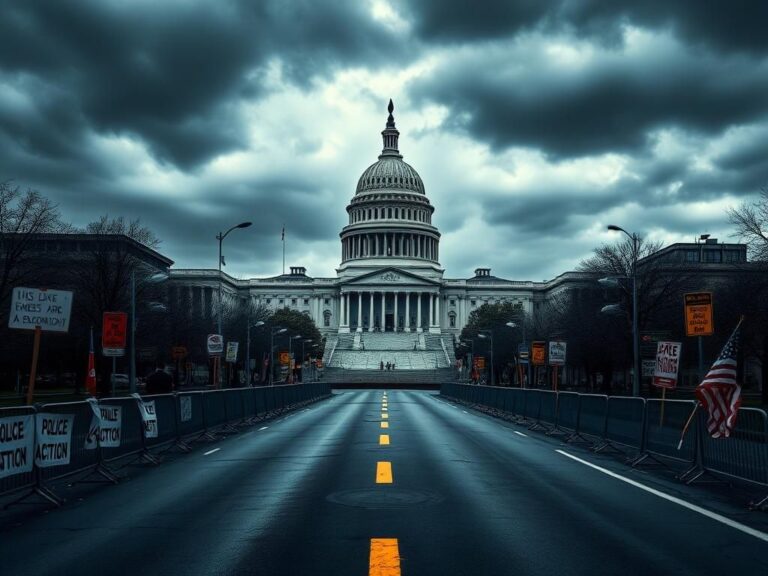Flick International Dramatic urban landscape of Washington, D.C. with the U.S. Capitol building under overcast skies