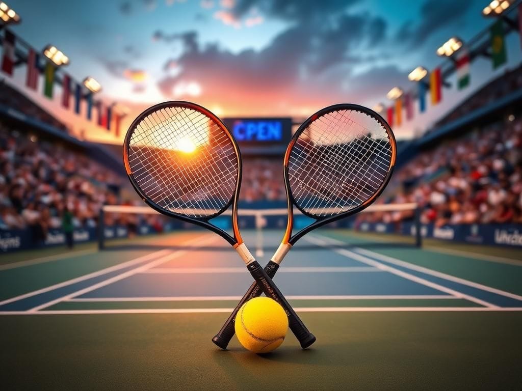 Flick International Vibrant tennis court scene at the U.S. Open showcasing the atmosphere of competition and excitement.