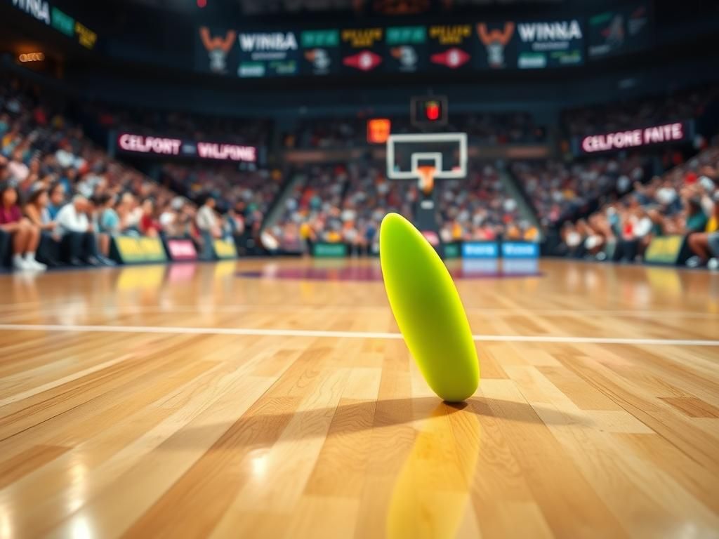 Flick International A vibrant lime green sex toy lands on the basketball court during a WNBA game.