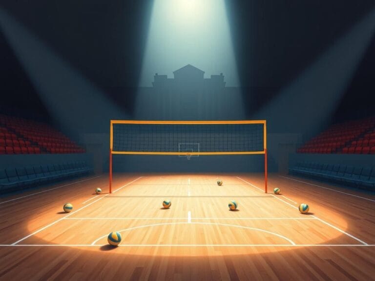 Flick International A vibrant volleyball court highlighting the conflict over transgender athlete inclusion