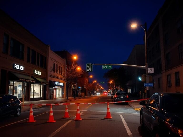Flick International Police checkpoint along 14th Street Northwest in Washington D.C. during a late-night protest