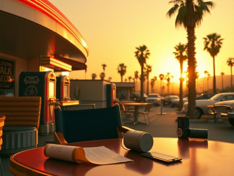 Flick International Nostalgic scene of a vintage diner in late 1970s California