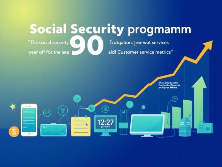 Flick International Conceptual illustration of the evolution of the Social Security program with technology symbols representing online efficiency