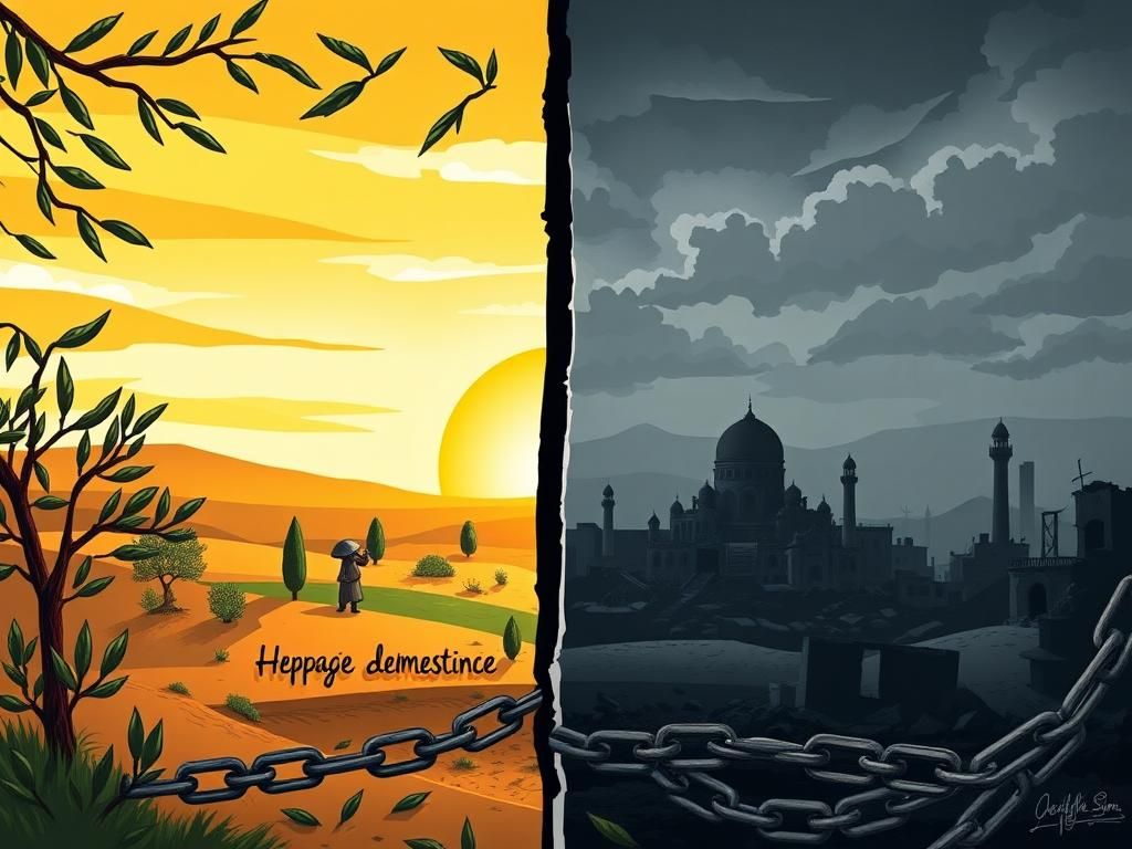 Flick International Split-scene illustration depicting the divide in the Democratic Party over Israel support.